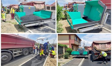 Utilaj modern folosit pentru modernizarea trotuarelor și aleilor din oraș