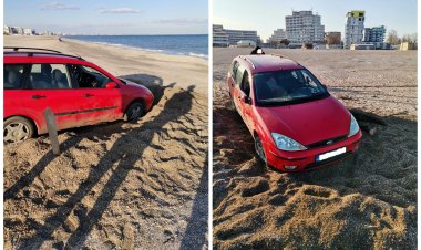 Şofer amendat cu 10.000 de lei după ce a intrat cu autoturismul pe plajă