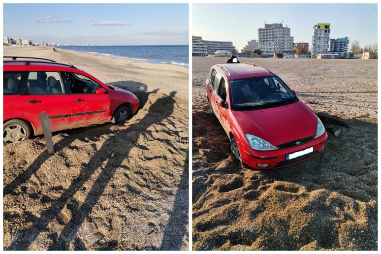 Şofer amendat cu 10.000 de lei după ce a intrat cu autoturismul pe plajă