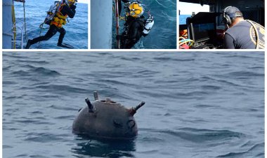 Mină marină din barajul istoric, distrusă de scafandrii Forțelor Navale