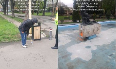 Persoană depistată de polițiștii locali în timp ce efectua desene tip graffiti