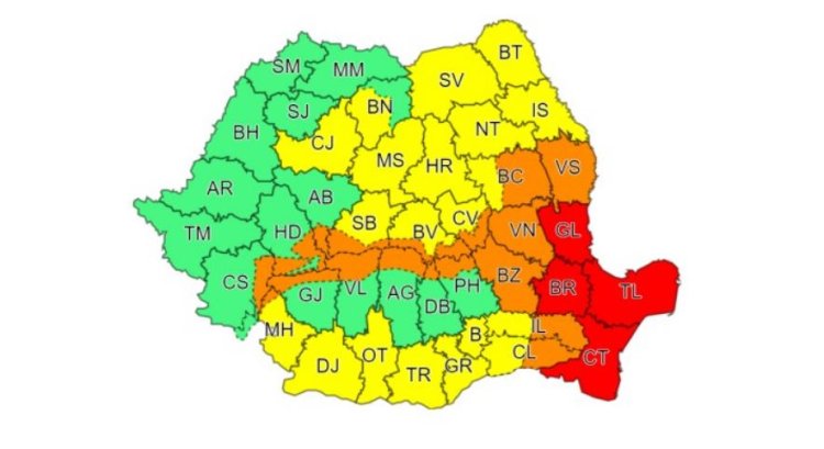 Codul roșu de vreme extremă a fost prelungit până la ora 16.00.